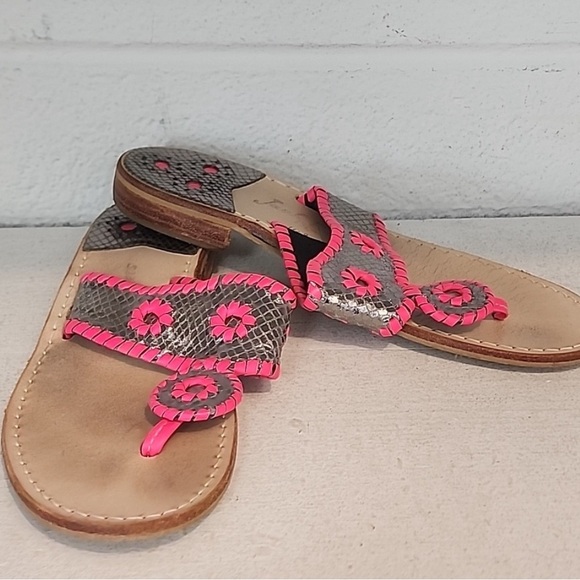 Hot neon pink and silver snake jack rogers sz 8 - Picture 2 of 3